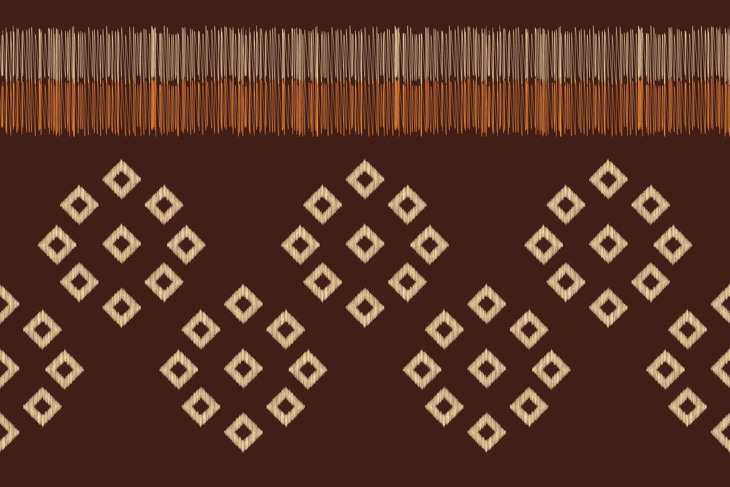 Traditional Ethnic ikat motif fabric pattern geometric style.African Ikat embroidery Ethnic oriental pattern brown background wallpaper. Abstract,illustration.Texture,frame,decoration. vector