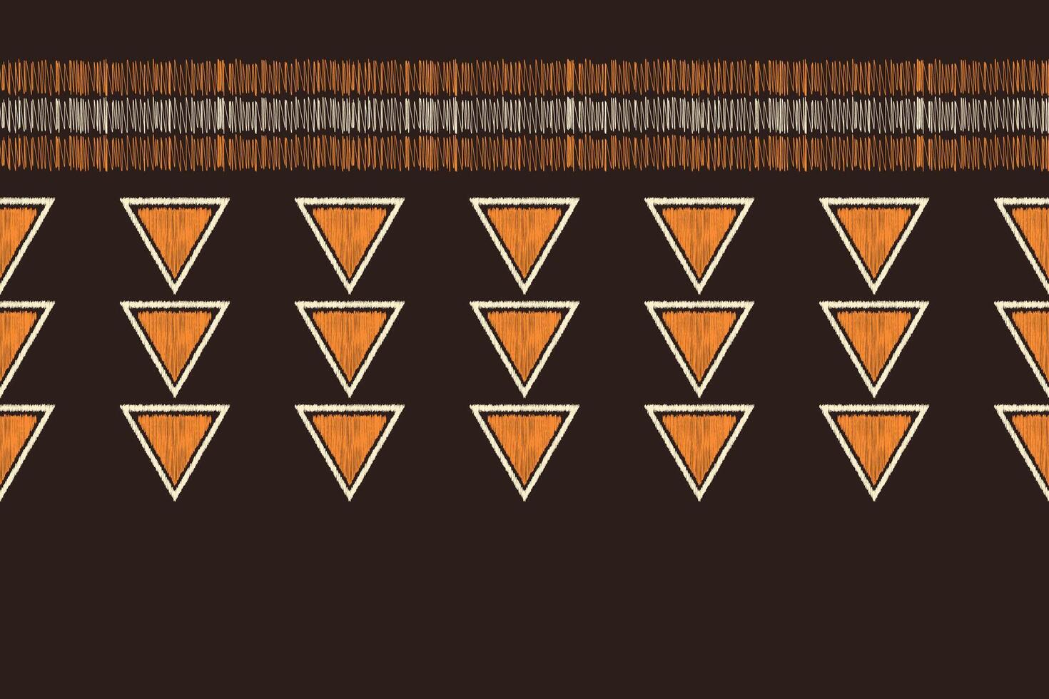 Traditional Ethnic ikat motif fabric pattern geometric style.African Ikat embroidery Ethnic oriental pattern brown background wallpaper. Abstract,illustration.Texture,frame,decoration. vector