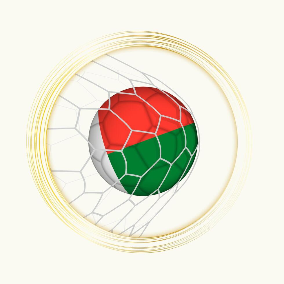 Madagascar scoring goal, abstract football symbol with illustration of Madagascar ball in soccer net. vector