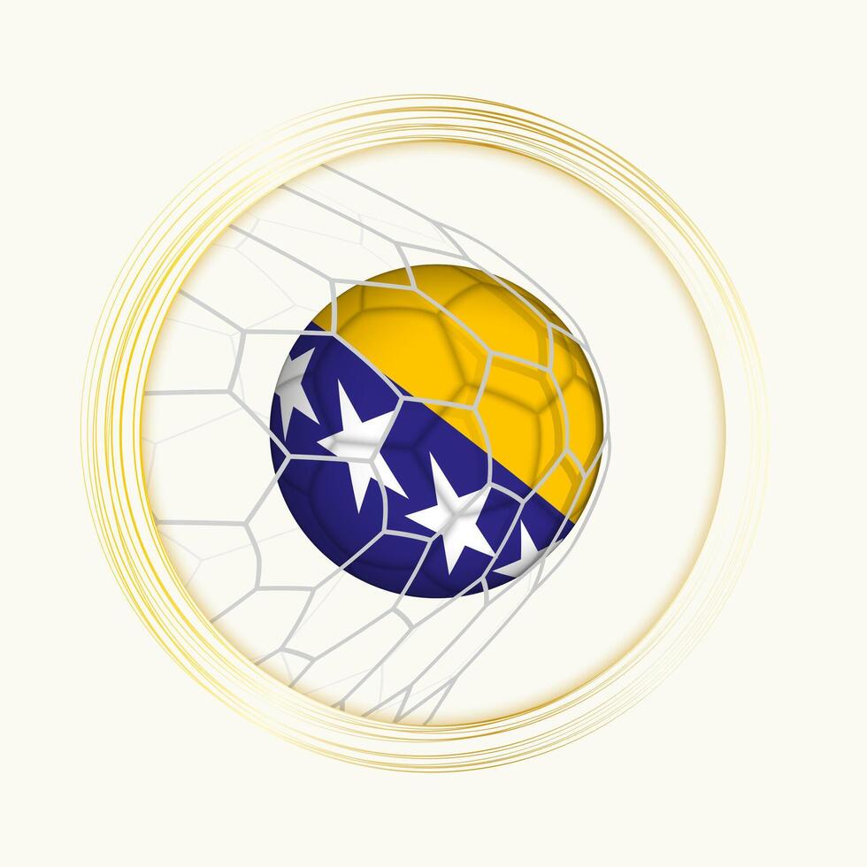 Bosnia and Herzegovina scoring goal, abstract football symbol with illustration of Bosnia and Herzegovina ball in soccer net. vector