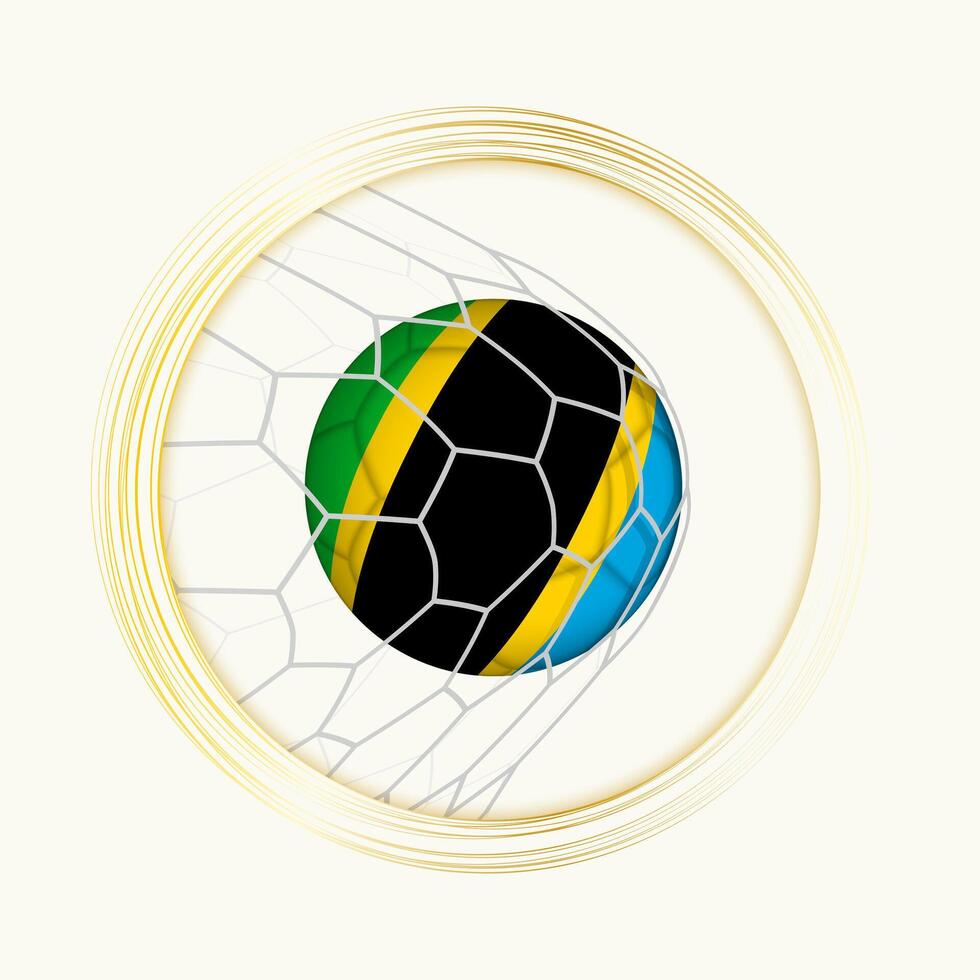 Tanzania scoring goal, abstract football symbol with illustration of Tanzania ball in soccer net. vector