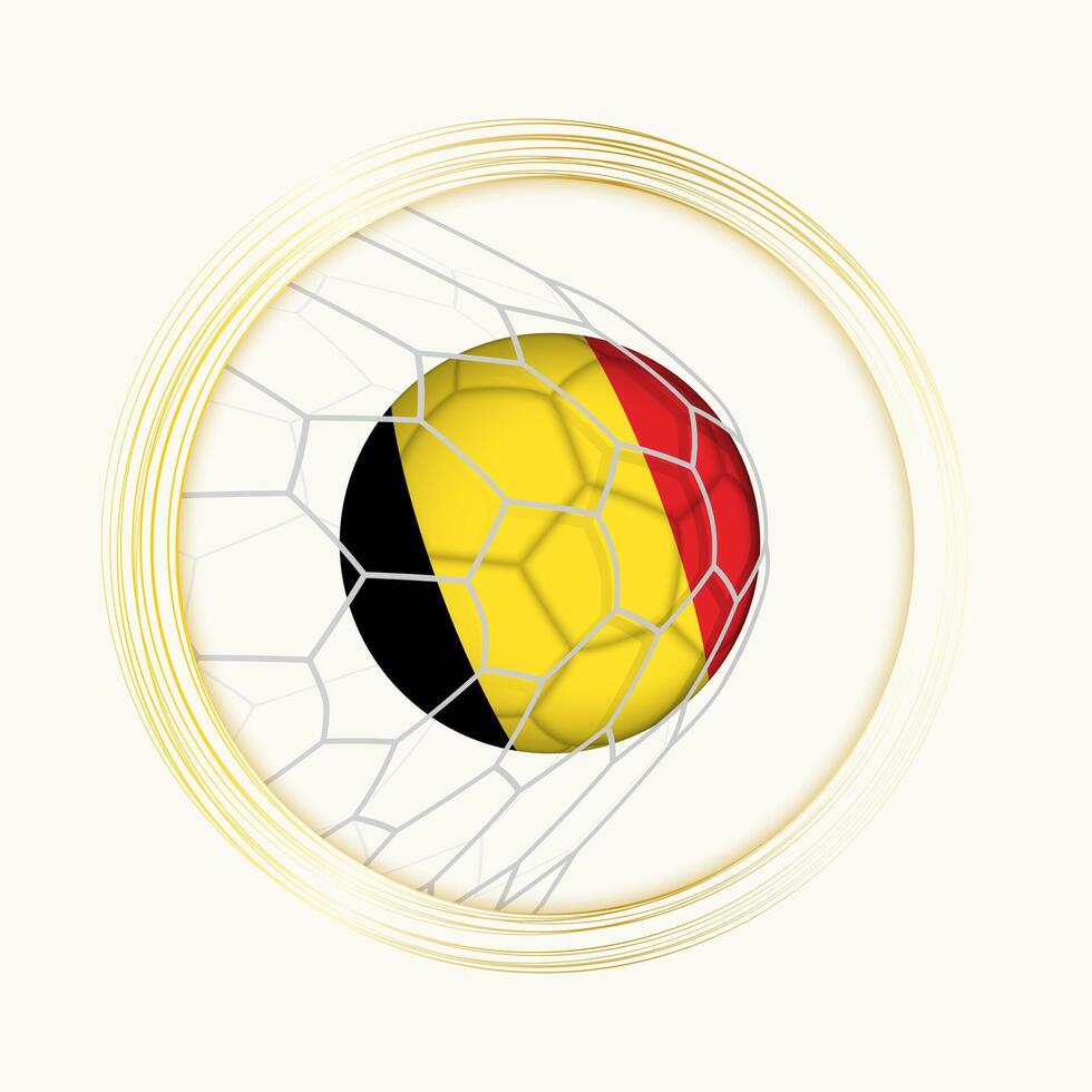 Belgium scoring goal, abstract football symbol with illustration of Belgium ball in soccer net. vector