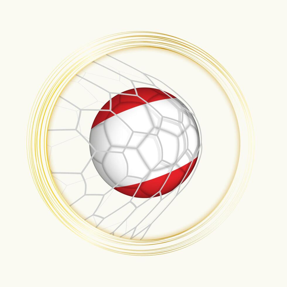 Austria scoring goal, abstract football symbol with illustration of Austria ball in soccer net. vector