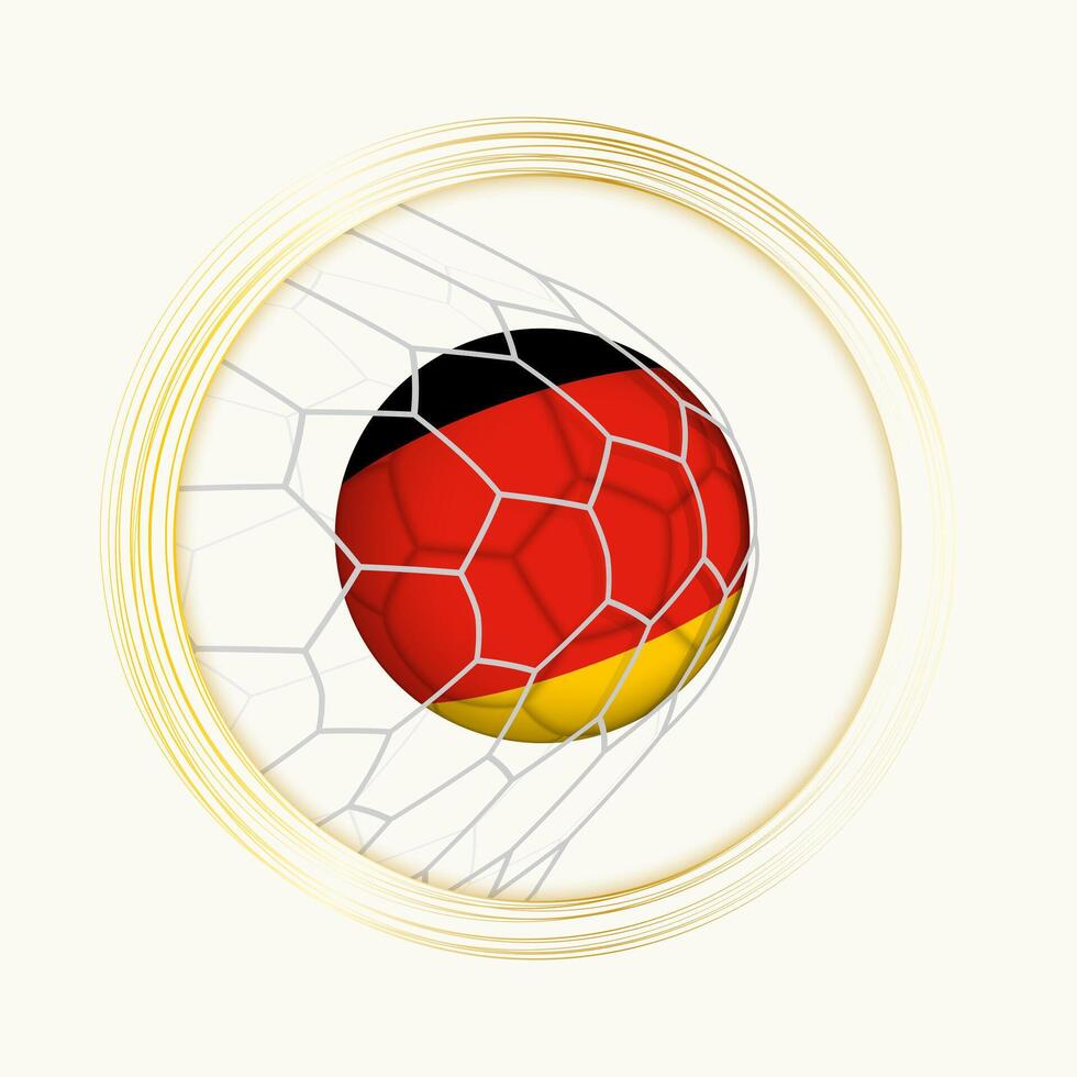 Germany scoring goal, abstract football symbol with illustration of Germany ball in soccer net. vector