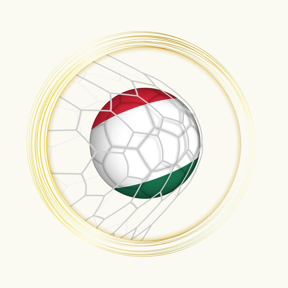 Hungary scoring goal, abstract football symbol with illustration of Hungary ball in soccer net. vector