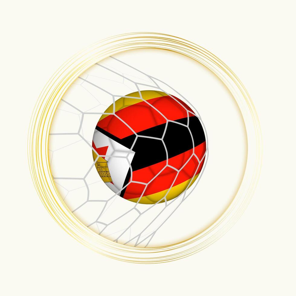 Zimbabwe scoring goal, abstract football symbol with illustration of Zimbabwe ball in soccer net. vector