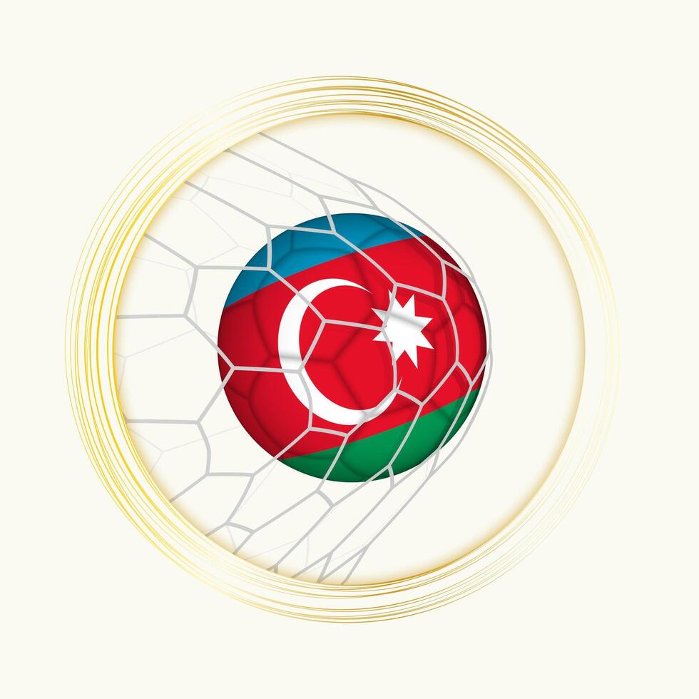 Azerbaijan scoring goal, abstract football symbol with illustration of Azerbaijan ball in soccer net. vector