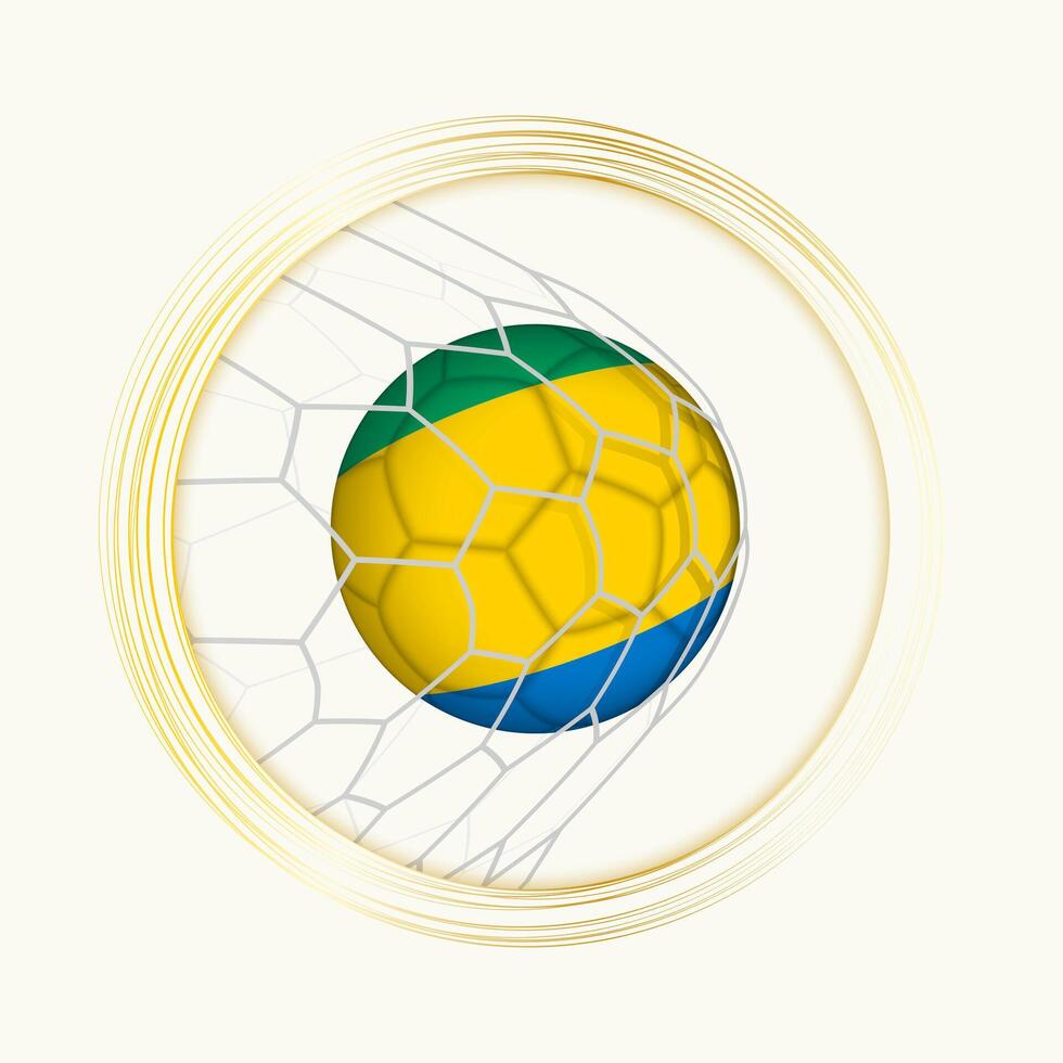 Gabon scoring goal, abstract football symbol with illustration of Gabon ball in soccer net. vector
