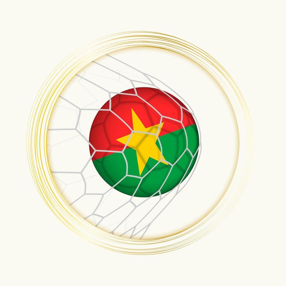 Burkina Faso scoring goal, abstract football symbol with illustration of Burkina Faso ball in soccer net. vector