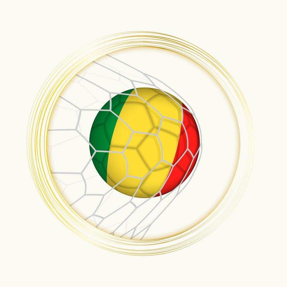Congo scoring goal, abstract football symbol with illustration of Congo ball in soccer net. vector