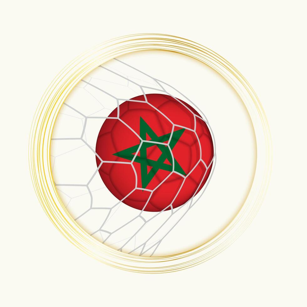 Morocco scoring goal, abstract football symbol with illustration of Morocco ball in soccer net. vector