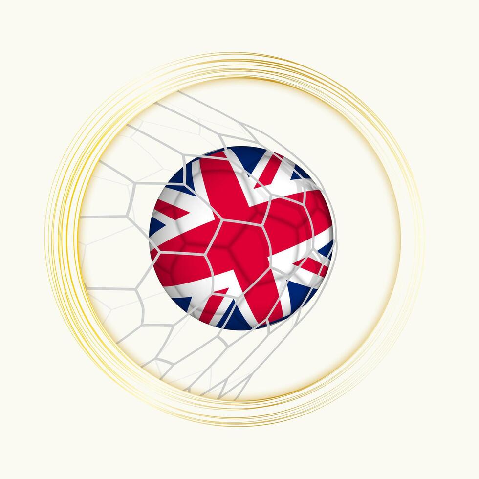 United Kingdom scoring goal, abstract football symbol with illustration of United Kingdom ball in soccer net. vector