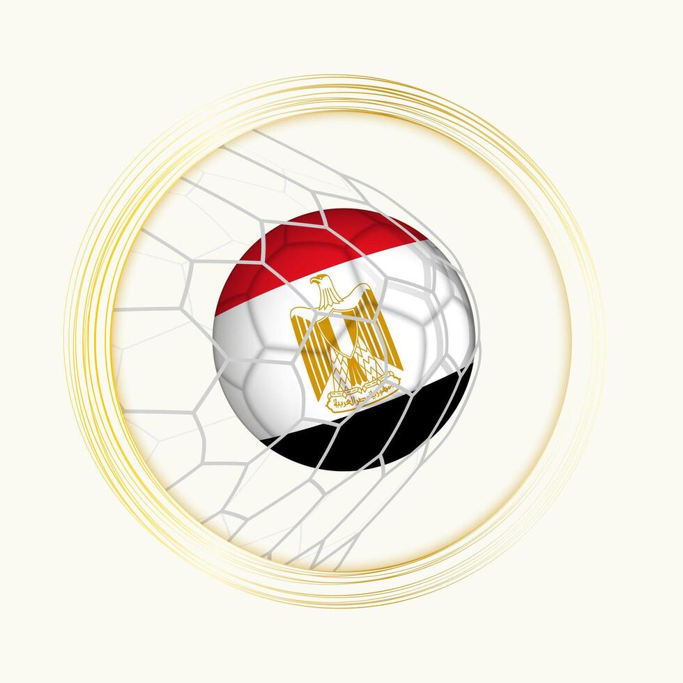 Egypt scoring goal, abstract football symbol with illustration of Egypt ball in soccer net. vector