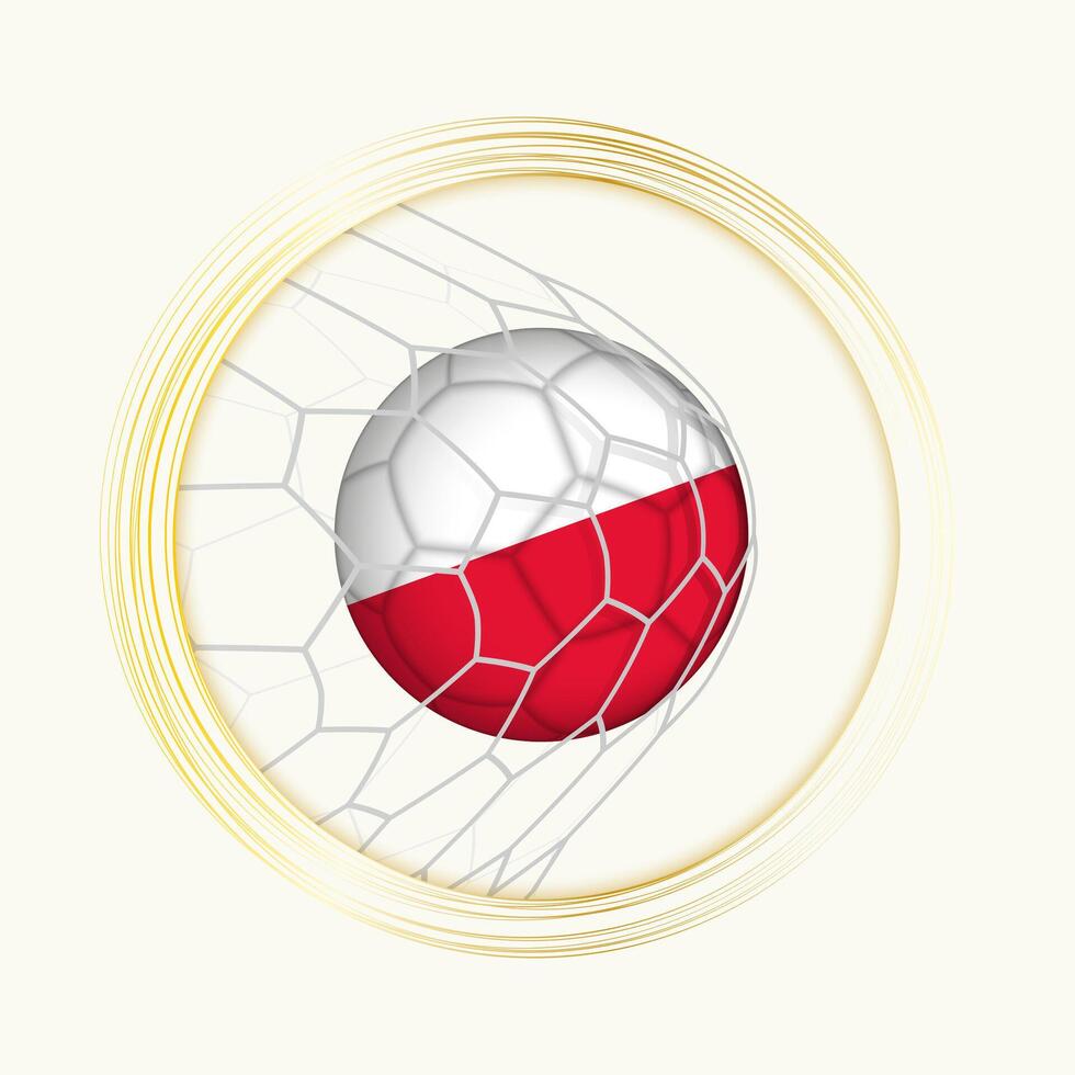Poland scoring goal, abstract football symbol with illustration of Poland ball in soccer net. vector