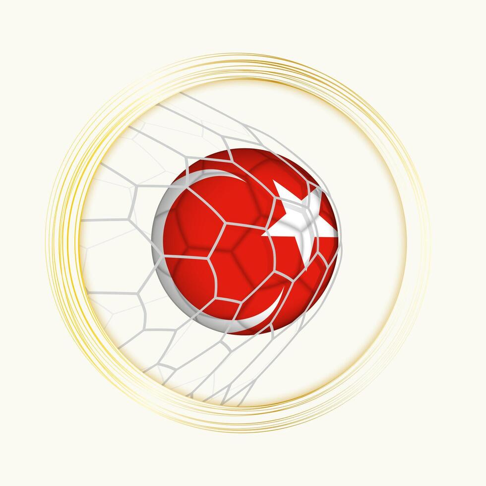 Turkey scoring goal, abstract football symbol with illustration of Turkey ball in soccer net. vector