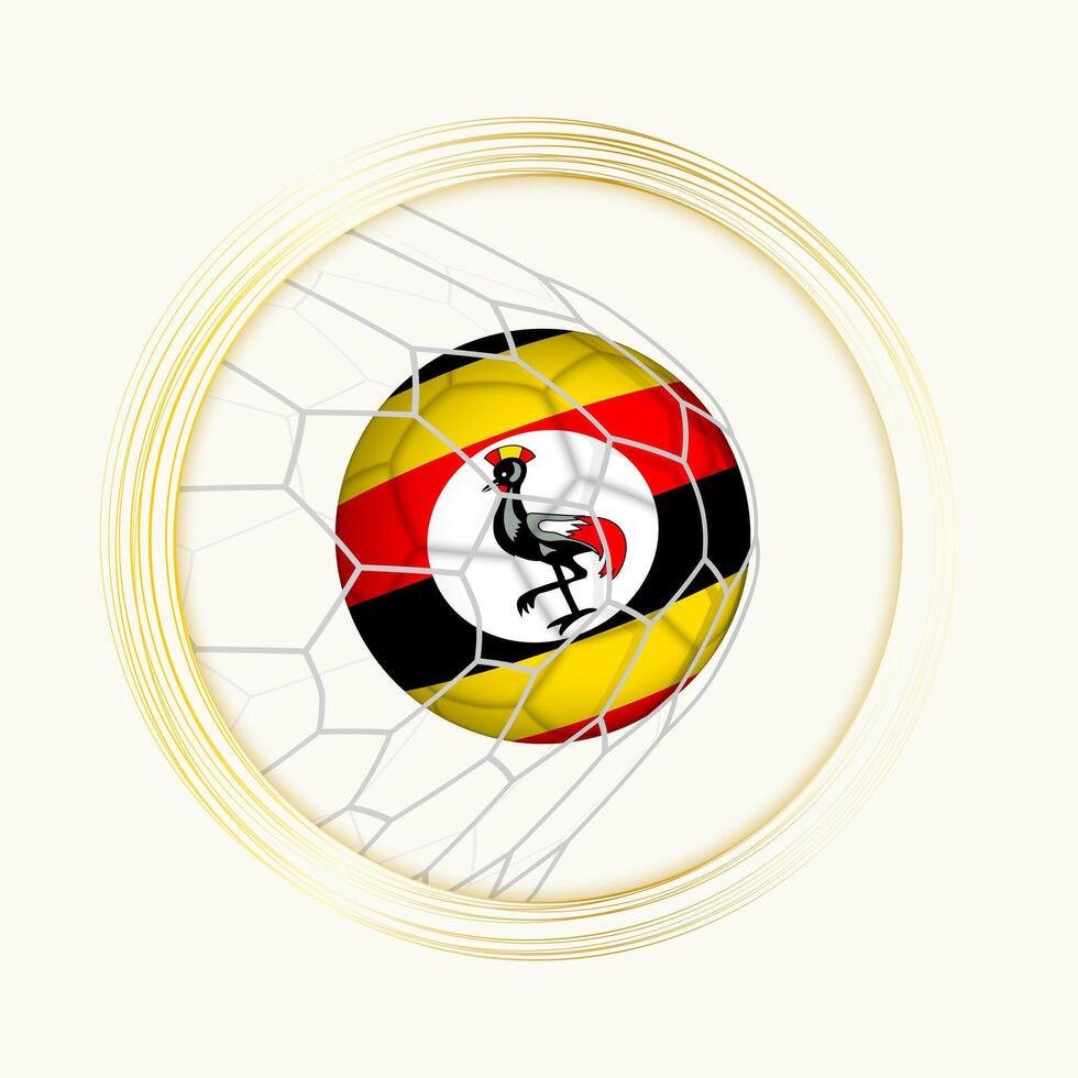 Uganda puntuación meta, resumen fútbol americano símbolo con ilustración de Uganda pelota en fútbol neto. vector