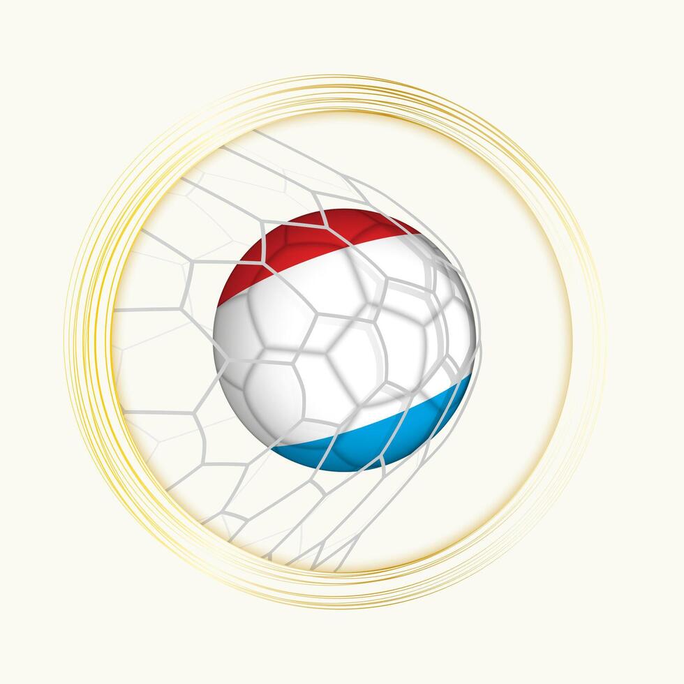 Luxembourg scoring goal, abstract football symbol with illustration of Luxembourg ball in soccer net. vector