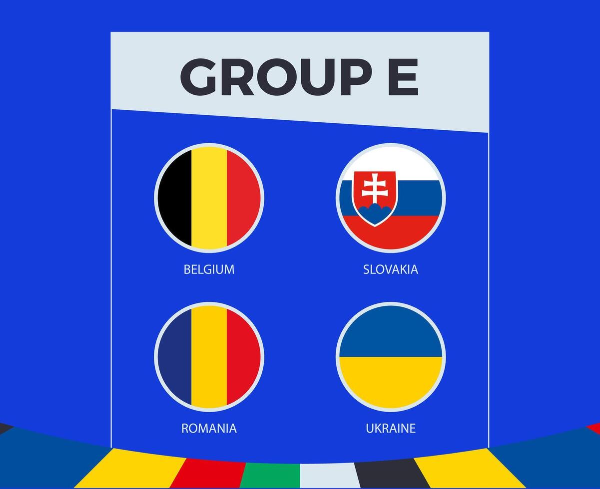 Participants of Group E of European football competition 2024. vector
