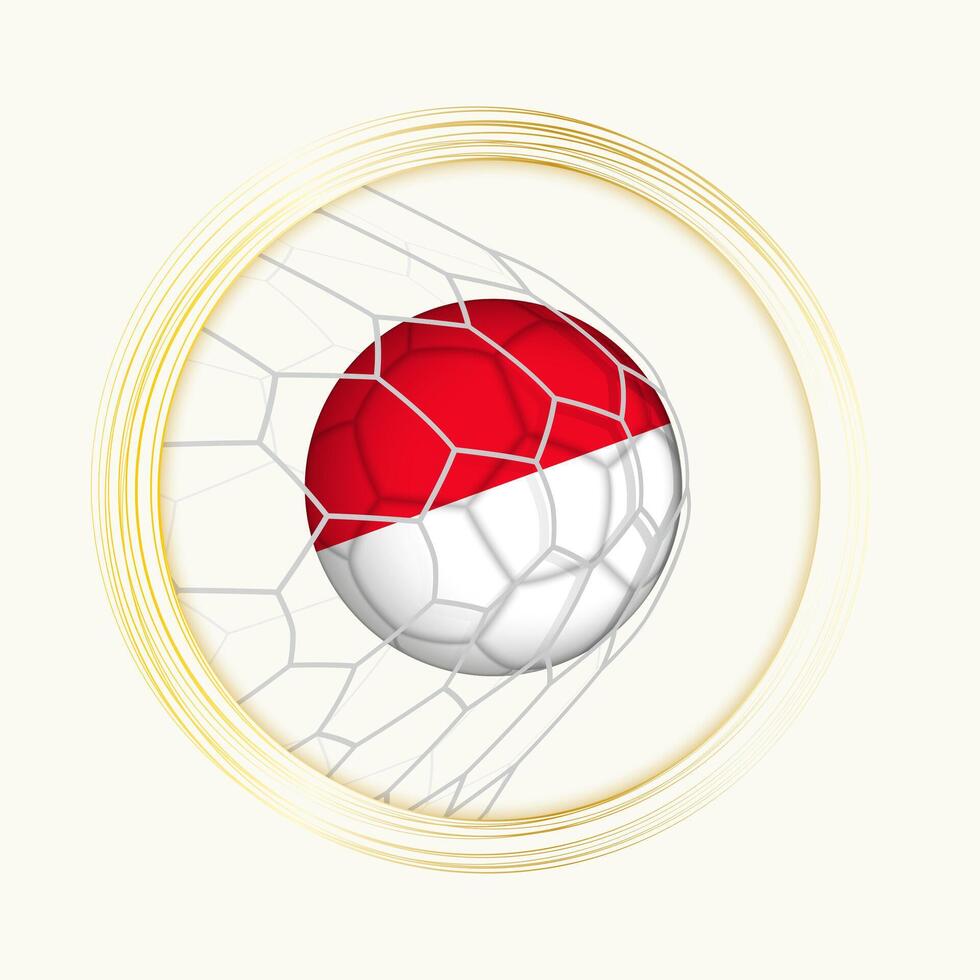 Monaco scoring goal, abstract football symbol with illustration of Monaco ball in soccer net. vector