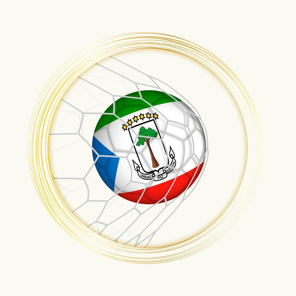 Equatorial Guinea scoring goal, abstract football symbol with illustration of Equatorial Guinea ball in soccer net. vector