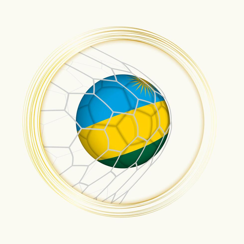 Rwanda scoring goal, abstract football symbol with illustration of Rwanda ball in soccer net. vector
