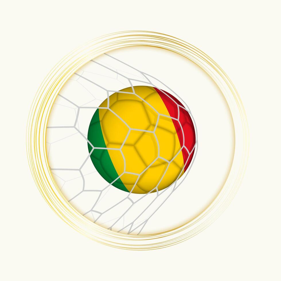 Mali scoring goal, abstract football symbol with illustration of Mali ball in soccer net. vector
