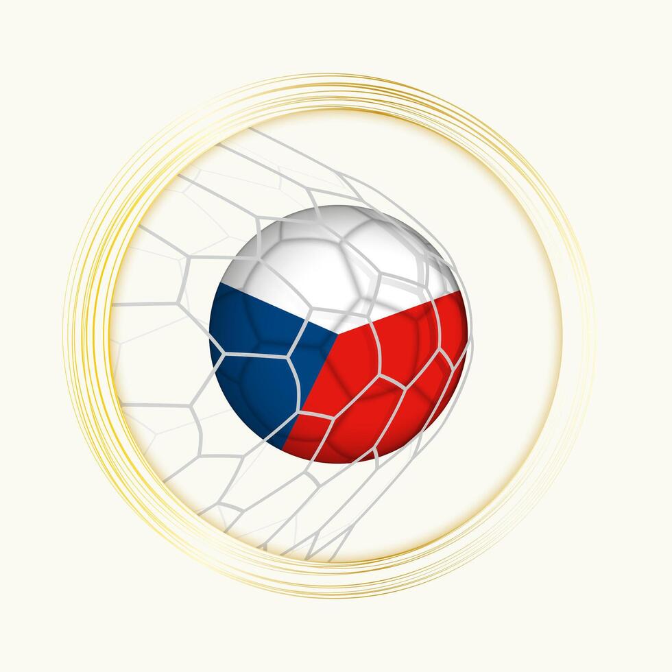 Czech Republic scoring goal, abstract football symbol with illustration of Czech Republic ball in soccer net. vector