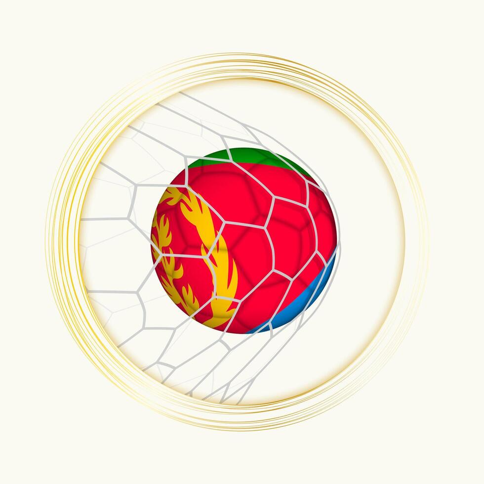 Eritrea scoring goal, abstract football symbol with illustration of Eritrea ball in soccer net. vector