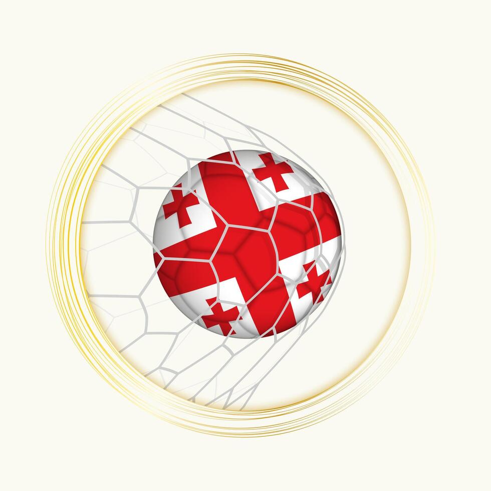 Georgia scoring goal, abstract football symbol with illustration of Georgia ball in soccer net. vector