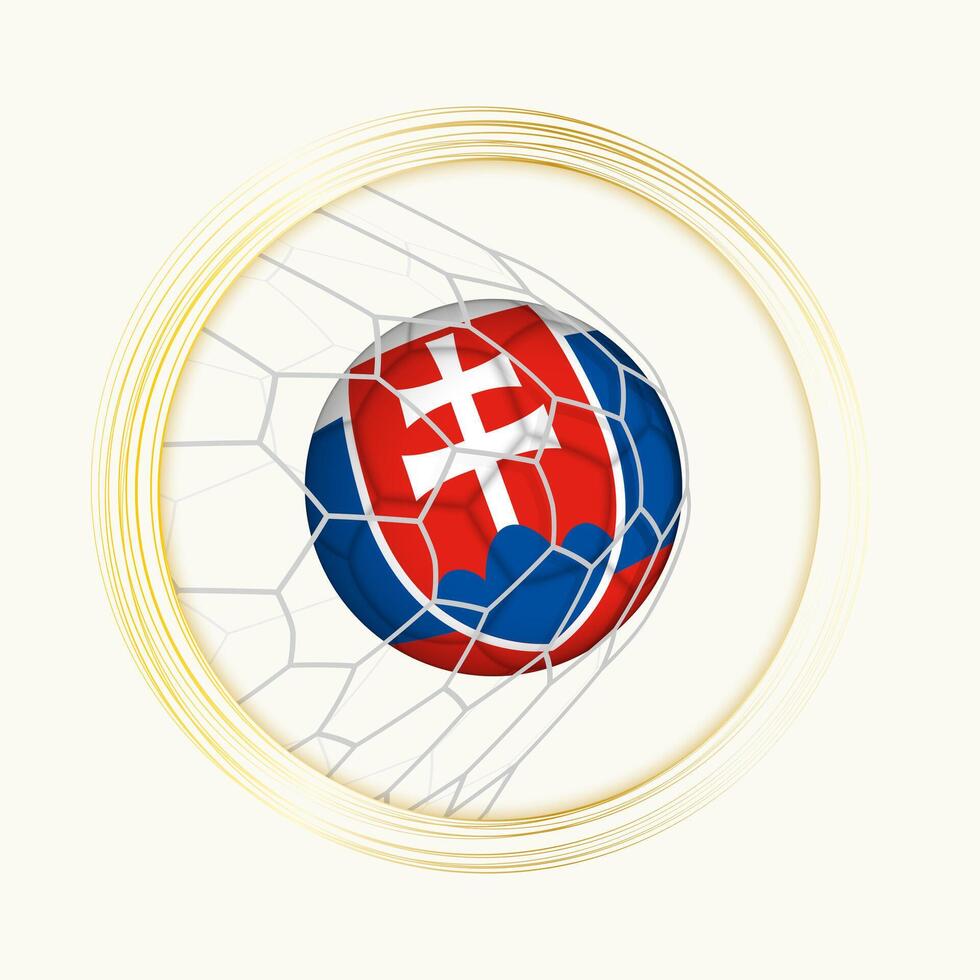 Slovakia scoring goal, abstract football symbol with illustration of Slovakia ball in soccer net. vector