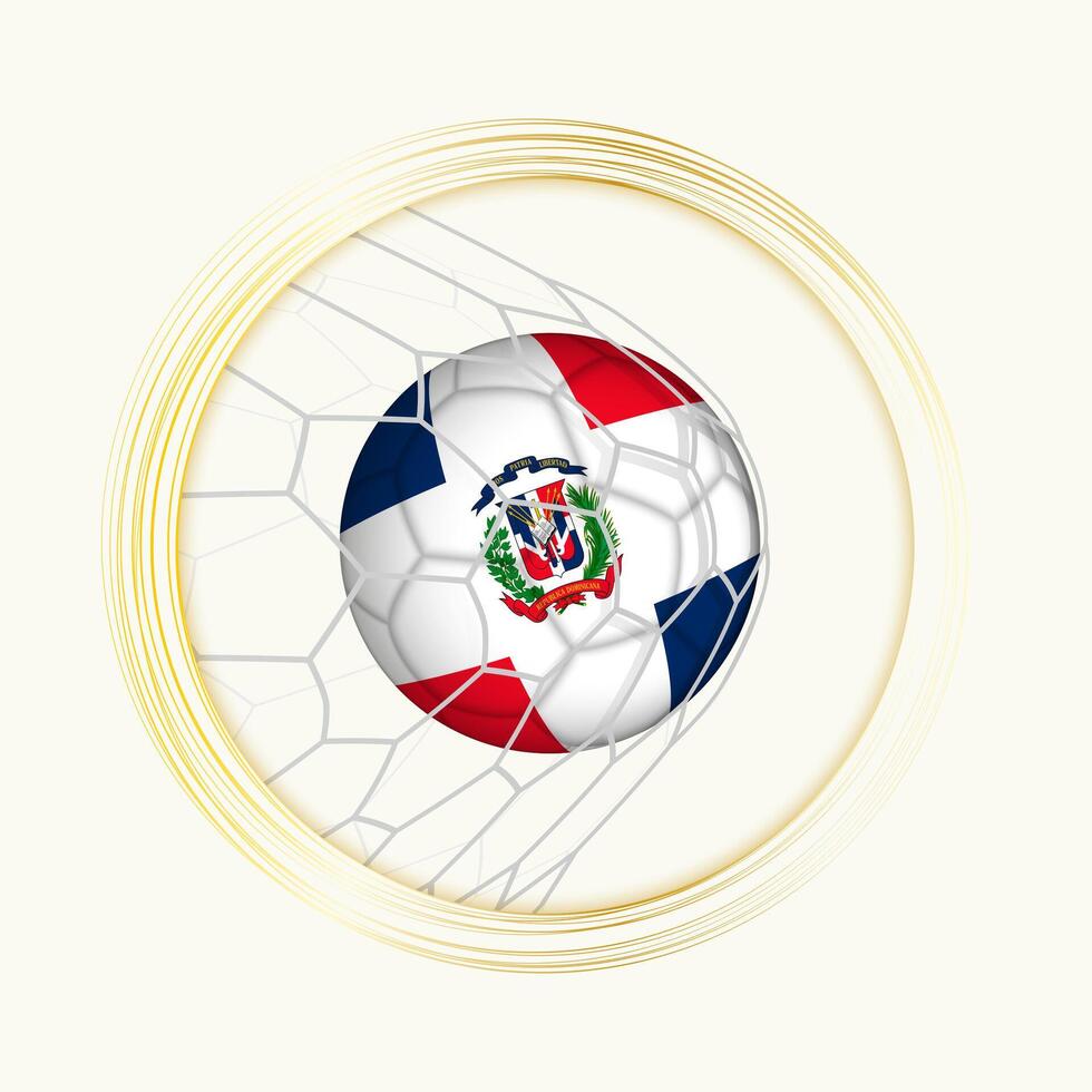 Dominican Republic scoring goal, abstract football symbol with illustration of Dominican Republic ball in soccer net. vector