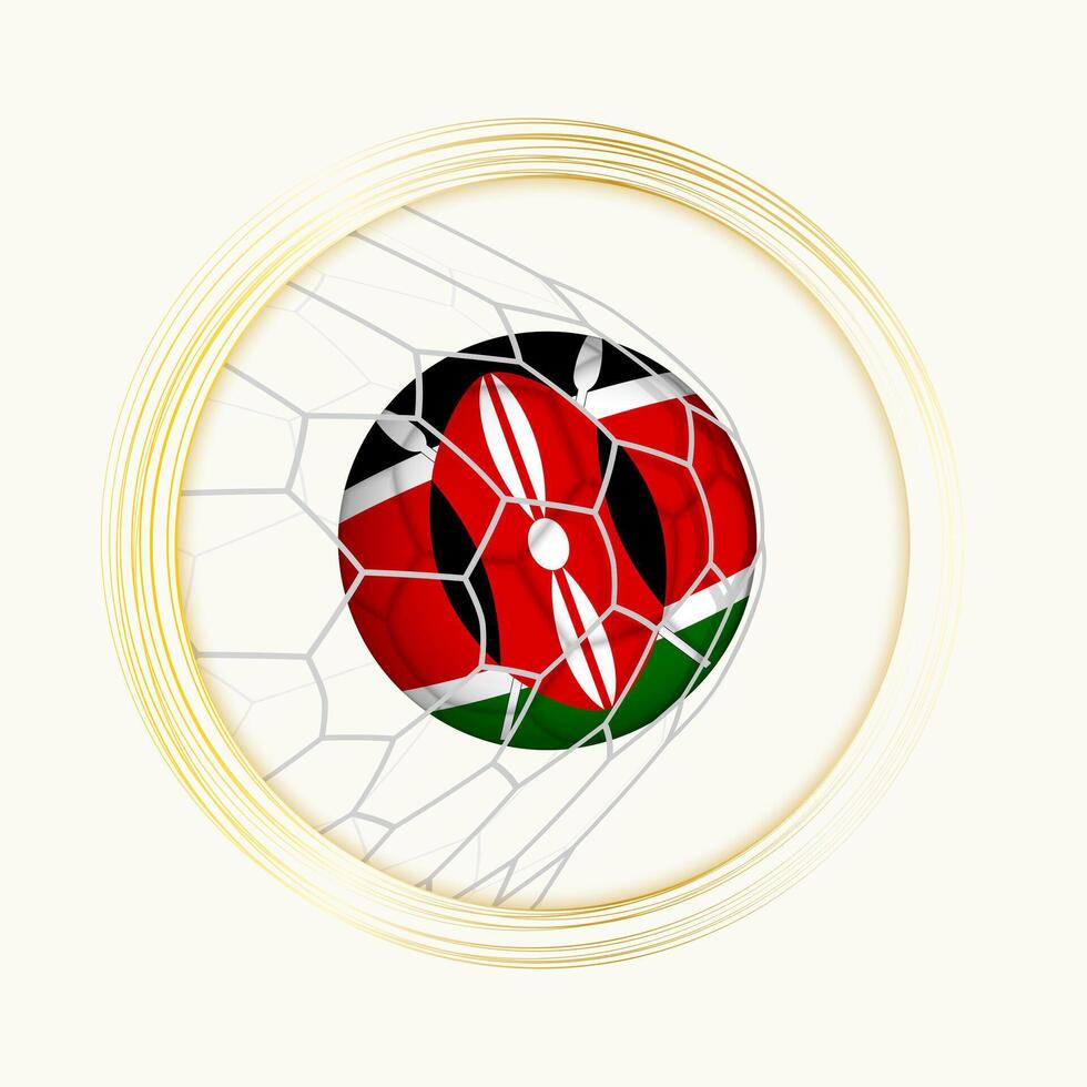 Kenya scoring goal, abstract football symbol with illustration of Kenya ball in soccer net. vector