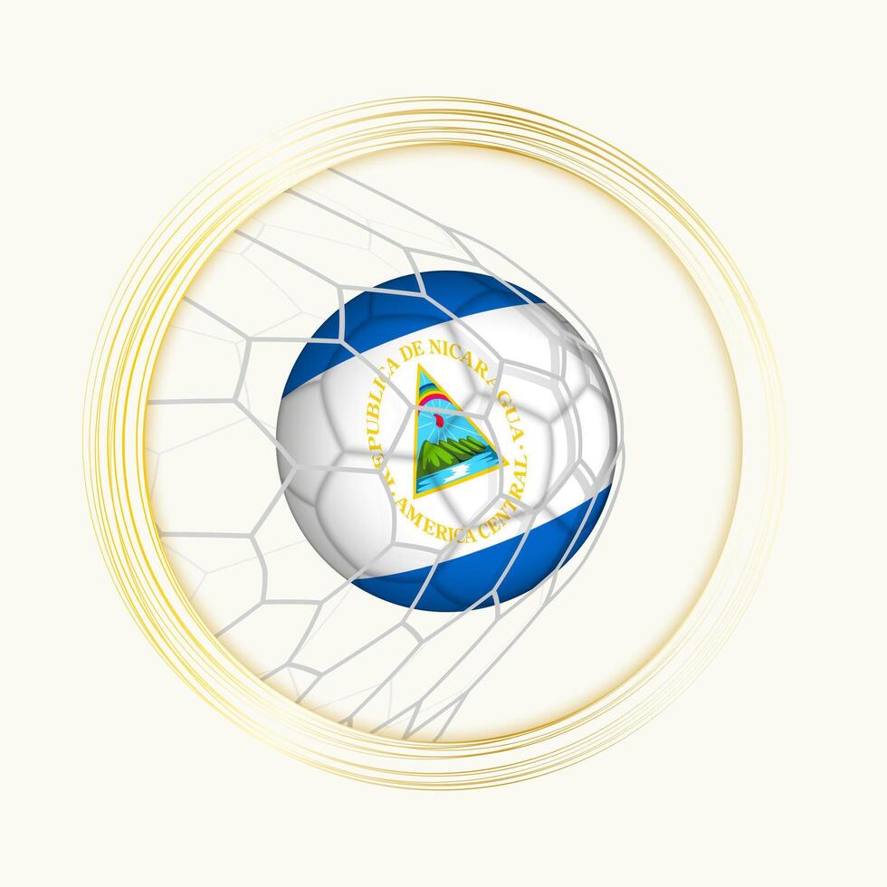 Nicaragua scoring goal, abstract football symbol with illustration of Nicaragua ball in soccer net. vector