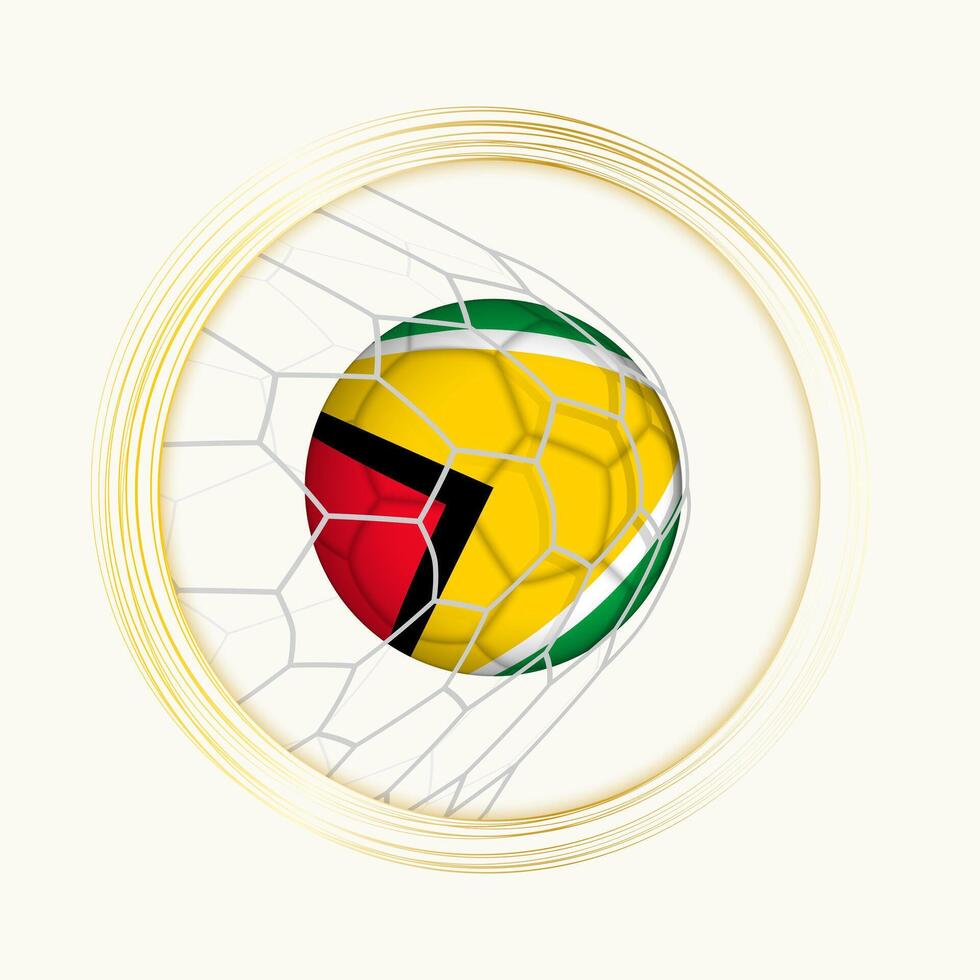 Guyana scoring goal, abstract football symbol with illustration of Guyana ball in soccer net. vector