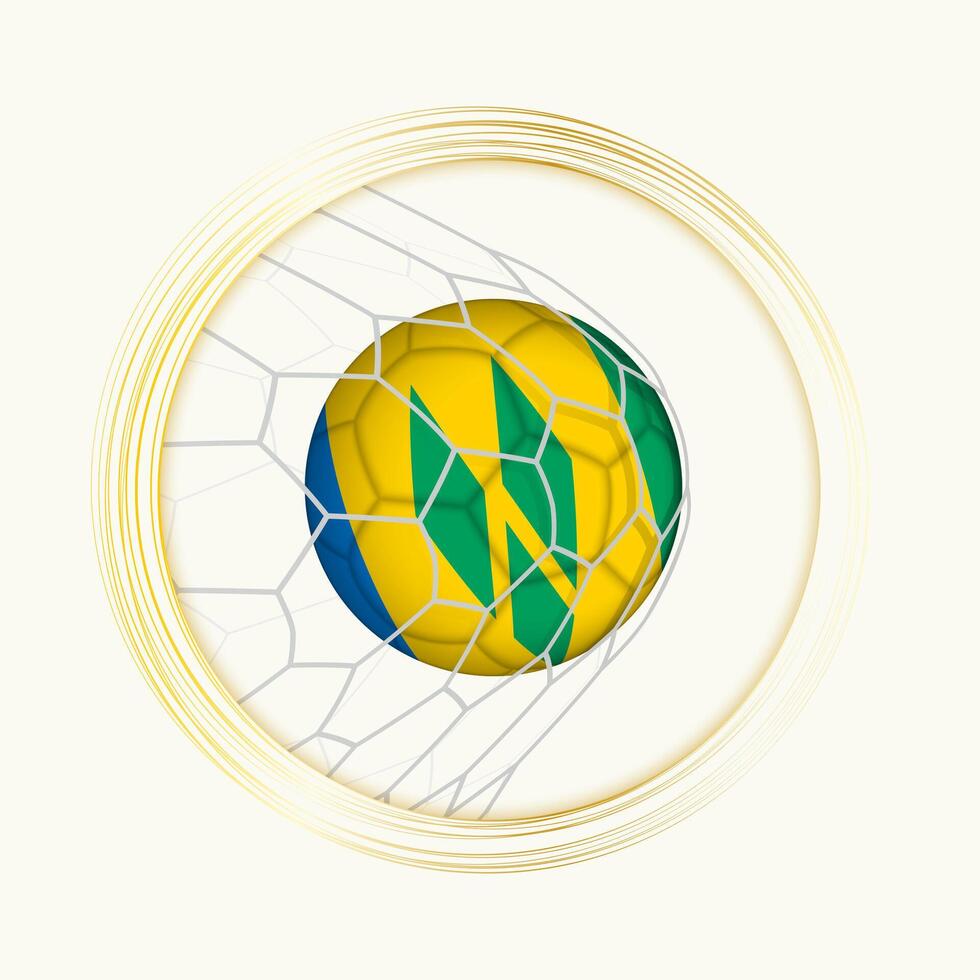 Saint Vincent and the Grenadines scoring goal, abstract football symbol with illustration of Saint Vincent and the Grenadines ball in soccer net. vector