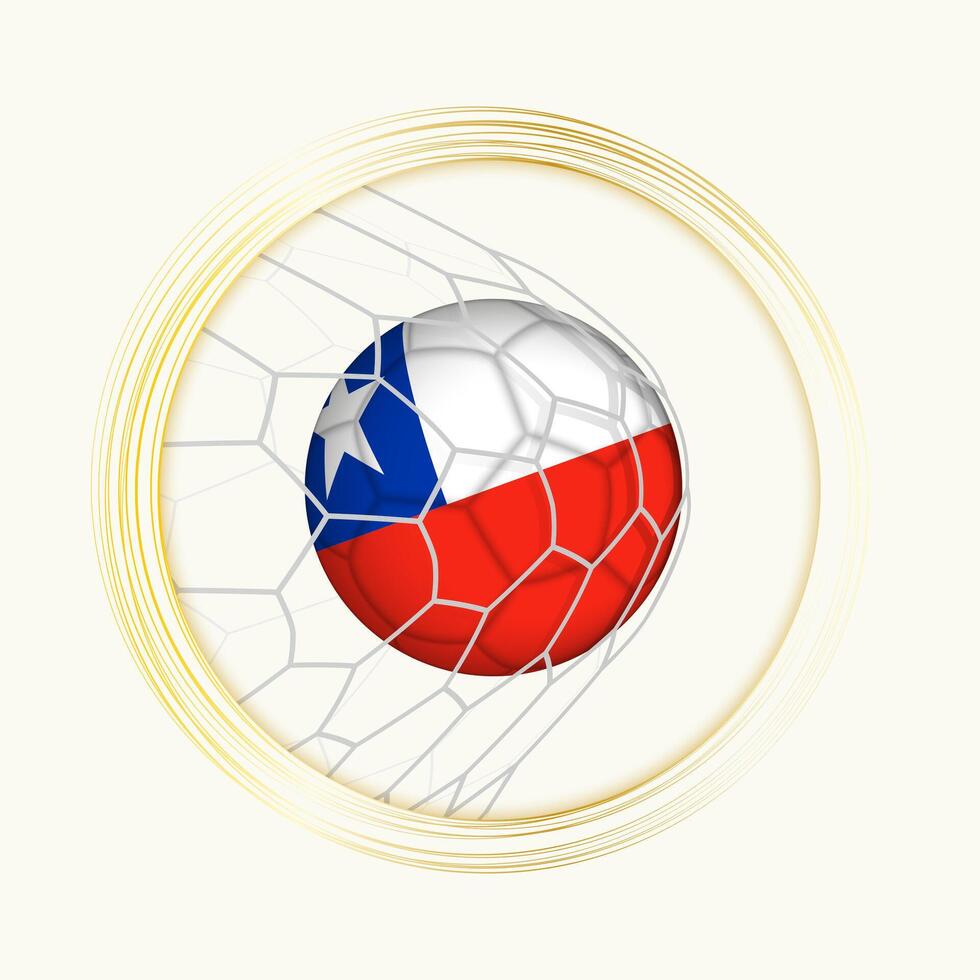 Chile scoring goal, abstract football symbol with illustration of Chile ball in soccer net. vector