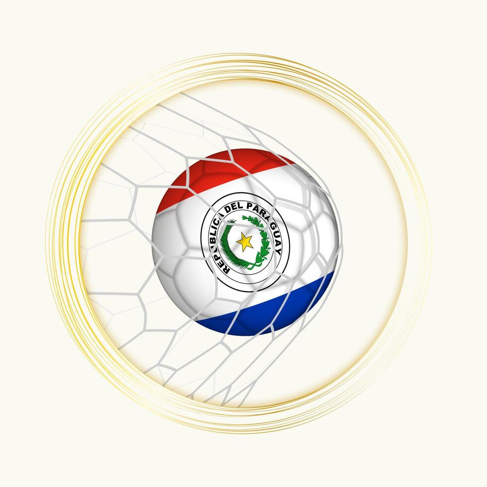 Paraguay scoring goal, abstract football symbol with illustration of Paraguay ball in soccer net. vector