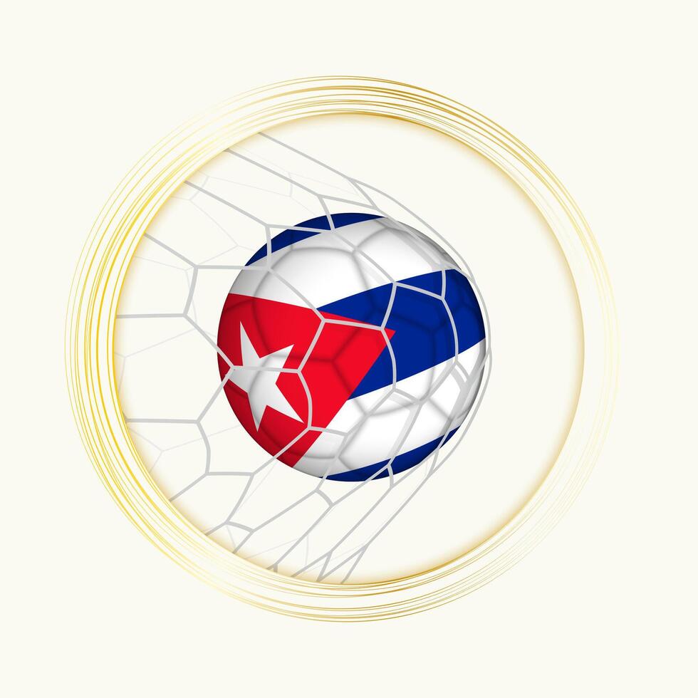 Cuba scoring goal, abstract football symbol with illustration of Cuba ball in soccer net. vector