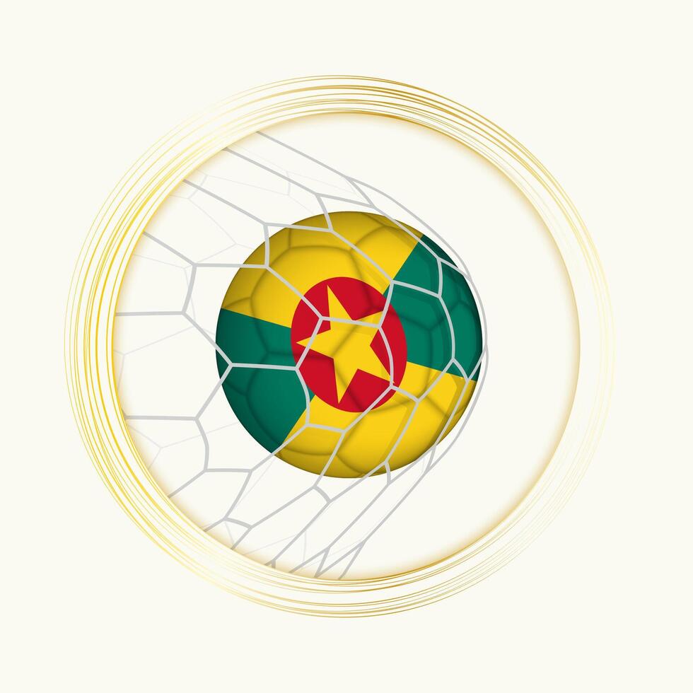 Grenada scoring goal, abstract football symbol with illustration of Grenada ball in soccer net. vector