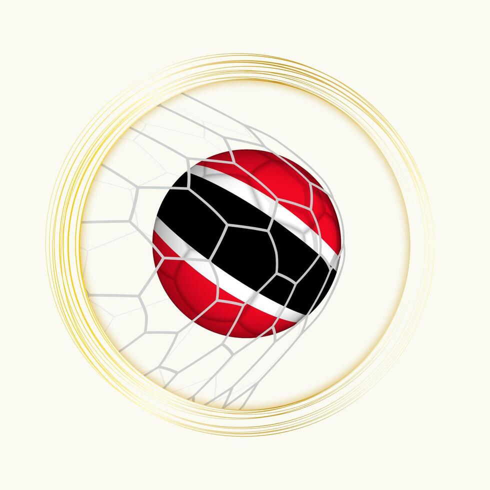 Trinidad and Tobago scoring goal, abstract football symbol with illustration of Trinidad and Tobago ball in soccer net. vector