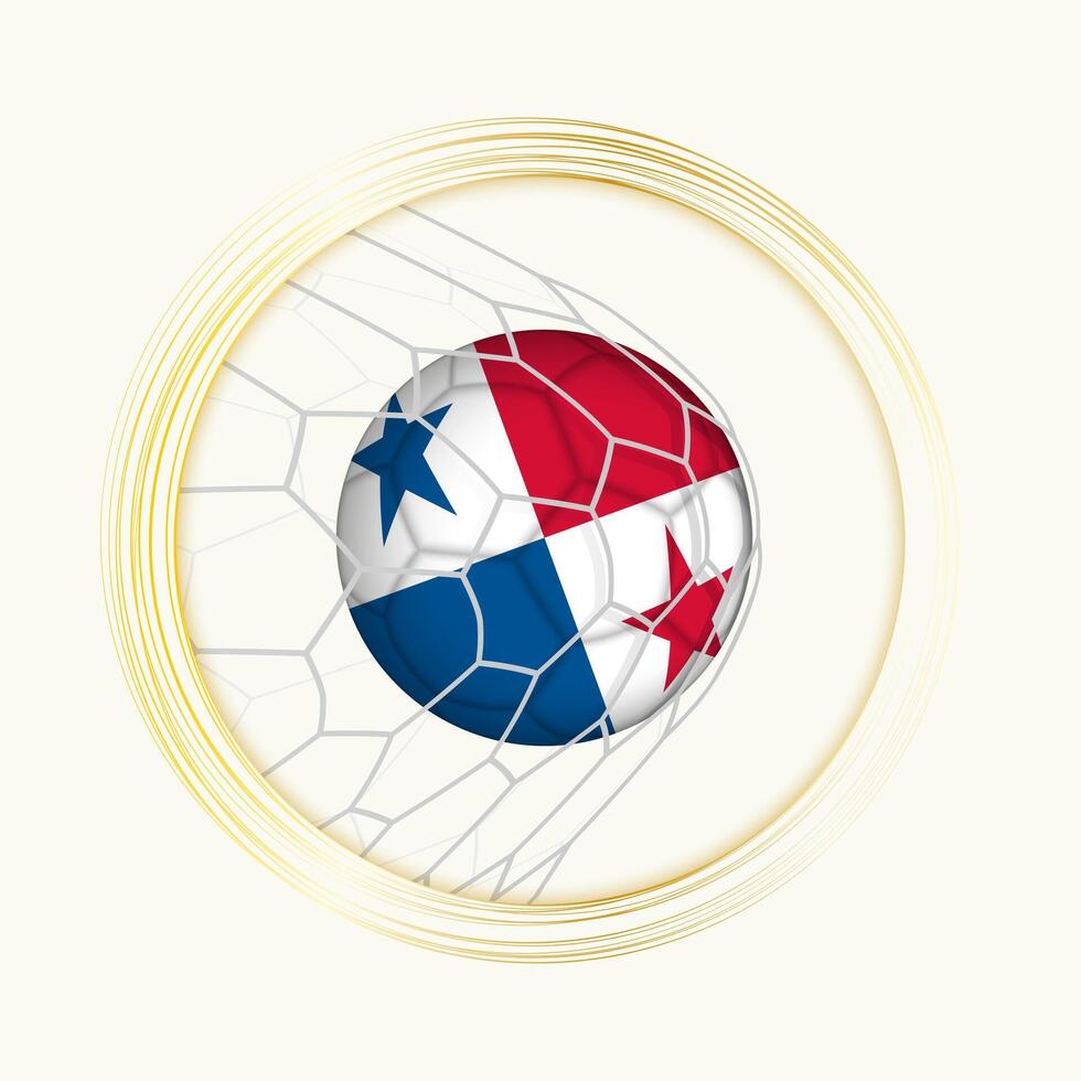 Panama scoring goal, abstract football symbol with illustration of Panama ball in soccer net. vector