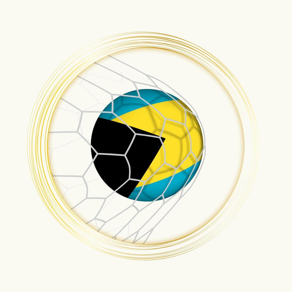 The Bahamas scoring goal, abstract football symbol with illustration of The Bahamas ball in soccer net. vector