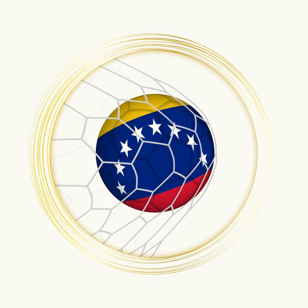 Venezuela scoring goal, abstract football symbol with illustration of Venezuela ball in soccer net. vector