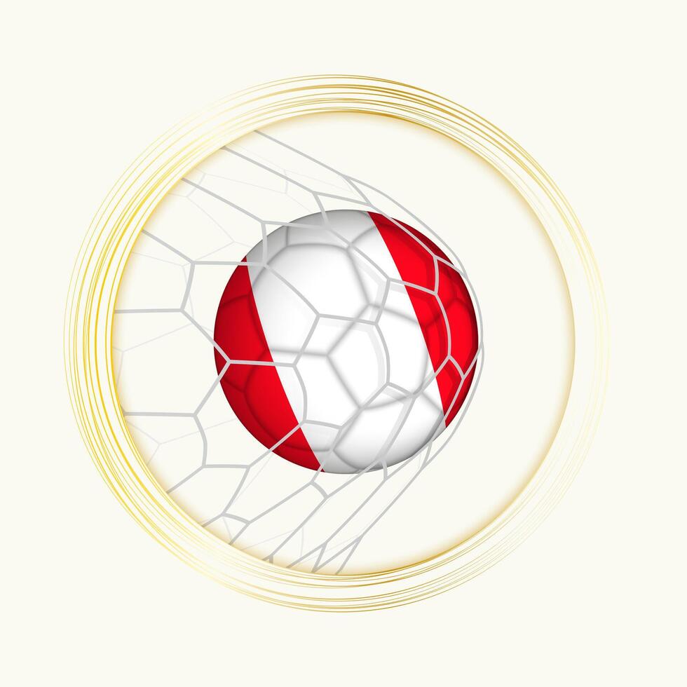 Peru scoring goal, abstract football symbol with illustration of Peru ball in soccer net. vector