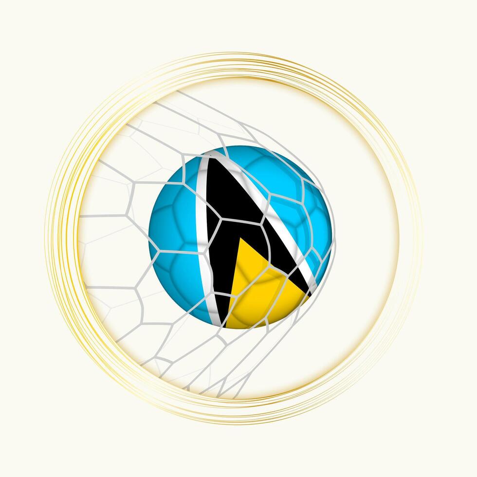 Saint Lucia scoring goal, abstract football symbol with illustration of Saint Lucia ball in soccer net. vector