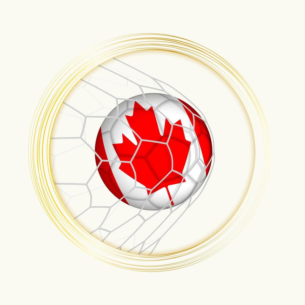 Canada scoring goal, abstract football symbol with illustration of Canada ball in soccer net. vector