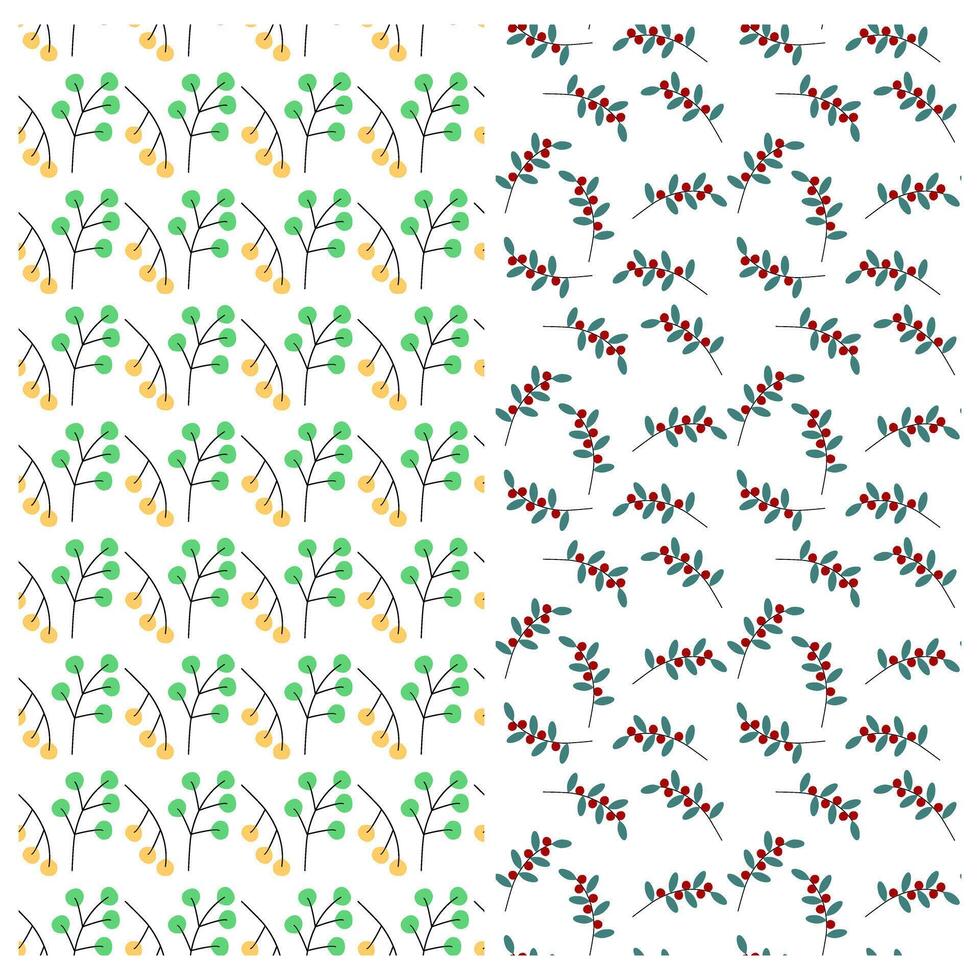 resumen leña menuda y arándano sin costura patrones en minimalista estilo conjunto de 2 antecedentes textura aislar eps para fondo de pantalla, envase o web, carteles, pancartas, folletos o tarjetas, etiqueta, etiqueta vector