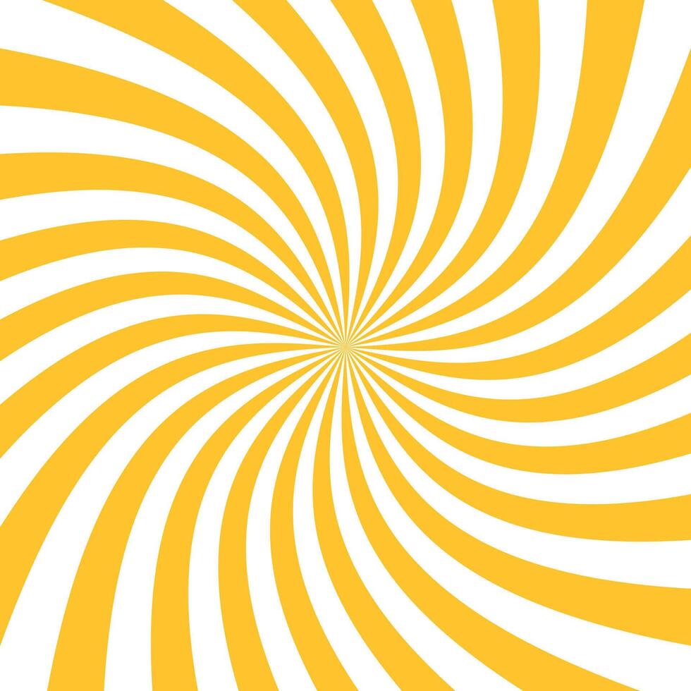 Yellow Sun rays background. Radial swirl abstract lines background, light vector