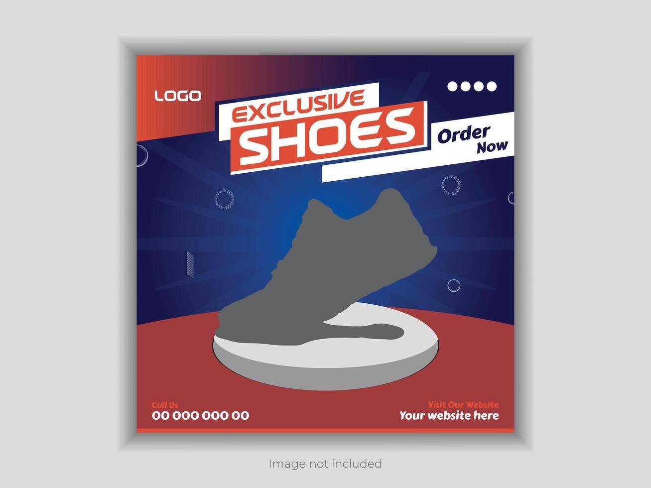 Shoes sale social media post design in square banner template design vector