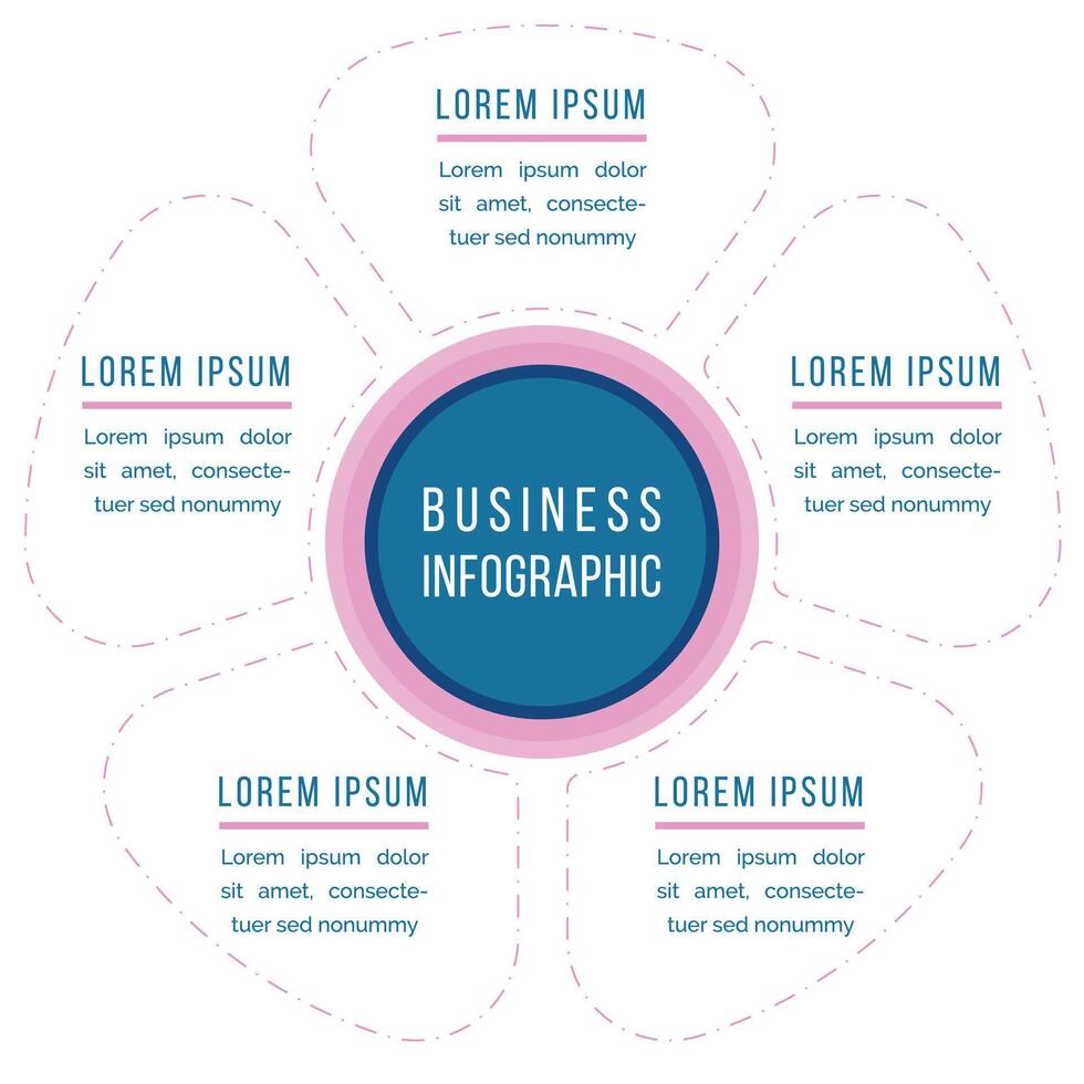 infografia diseño 5 5 pasos, objetos, elementos o opciones infografia modelo vector